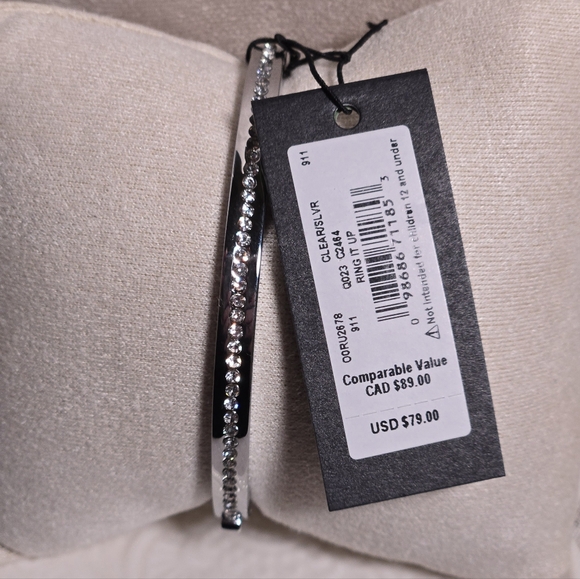 Kate Spade Ring It Up Crystal Pave Hinged Bangle Bracelet Silvertone NWT - Picture 4 of 4